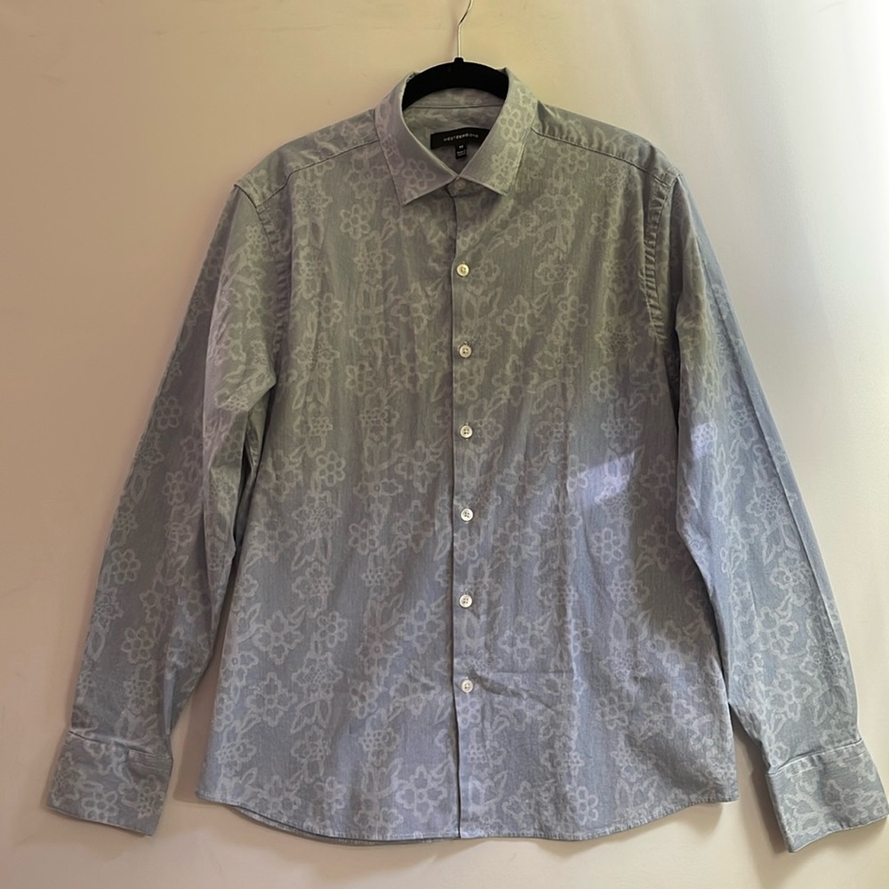 westzeroone Men’s Button Front Long Sleeve Floral Shirt | size Medium